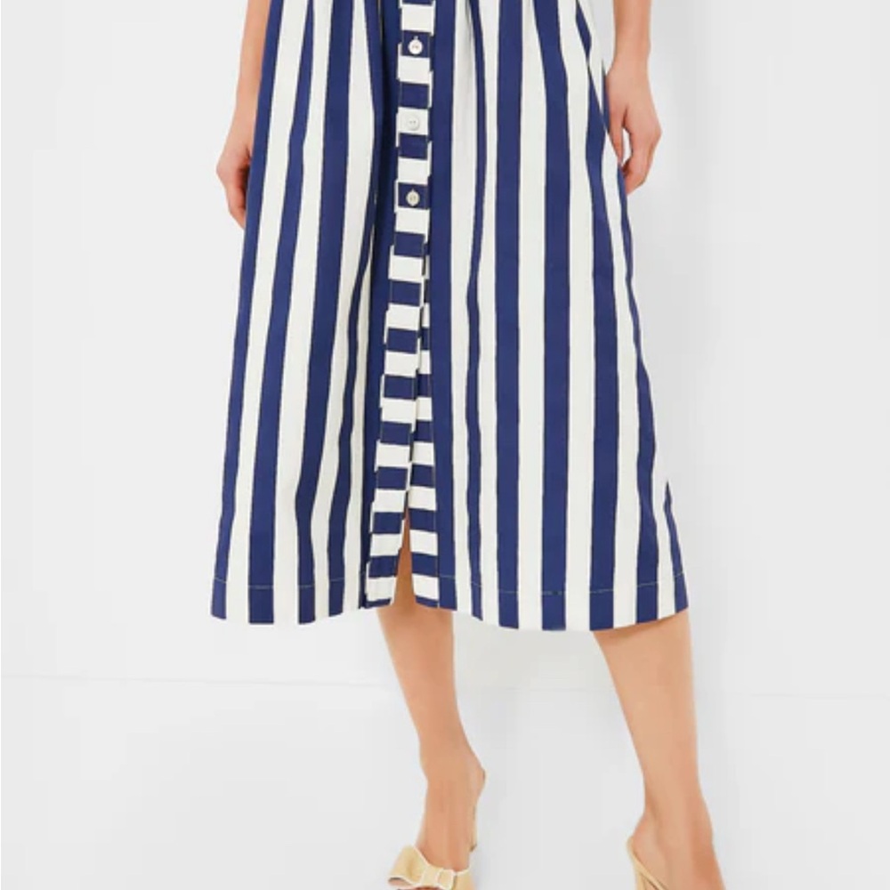 Tuckernuck Navy and White Striped Midi Skirt- Awning Stripe Cora Skirt